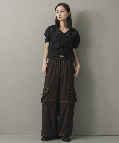 SENSE OF PLACE by URBAN RESEARCH（センスオブプレイスバイアーバンリサーチ）の「ステッチカーゴイージーパンツ（その他パンツ・レディース・ブラウン/アイボリー・ONE）」の13枚目の写真