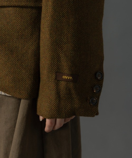CIVVY.(シヴィ―)の「Herringbone / Bird's Eye Tailored Jacket - ヘリンボーン / バーズアイテーラードジャケット(テーラードジャケット・メンズ・ブラウン/ブラック・MEDIUM/LARGE)」の13枚目の写真