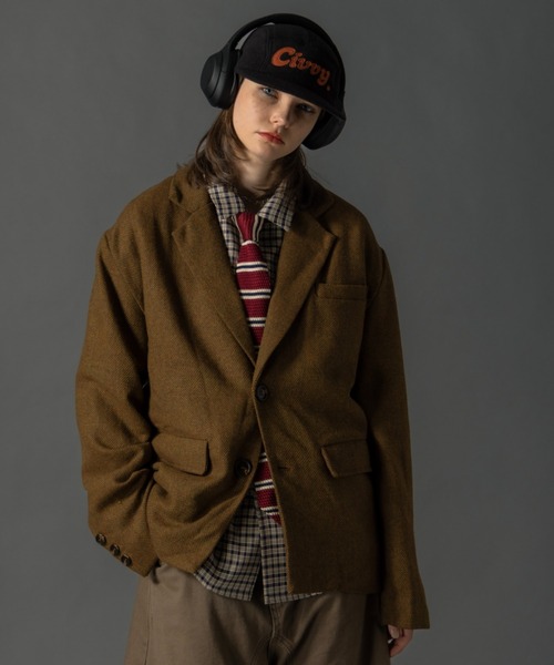 CIVVY.(シヴィ―)の「Herringbone / Bird's Eye Tailored Jacket - ヘリンボーン / バーズアイテーラードジャケット(テーラードジャケット・メンズ・ブラウン/ブラック・MEDIUM/LARGE)」の3枚目の写真