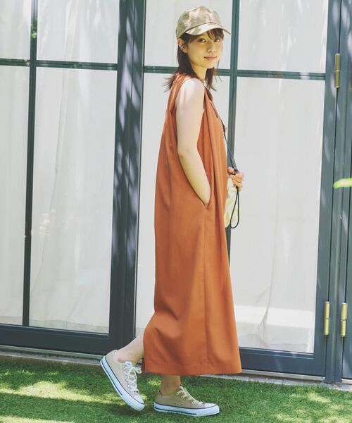 COHINA(コヒナ)の「リネンライクコクーンタックワンピース 【低身長・小柄女性】(ワンピース・レディース・ブラウン/オレンジ/グリーン・ONE SIZE)」の8枚目の写真
