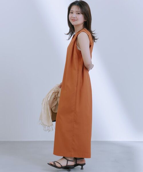 COHINA(コヒナ)の「リネンライクコクーンタックワンピース 【低身長・小柄女性】(ワンピース・レディース・ブラウン/オレンジ/グリーン・ONE SIZE)」の11枚目の写真