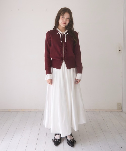 mellowneon（メロウネオン）の「2wayレイヤードフリルジップニット（ニット/セーター・レディース・ネイビー/ボルドー/チャコールグレー・FREE）」の10枚目の写真