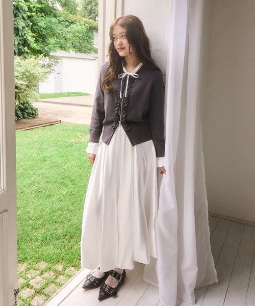 mellowneon（メロウネオン）の「2wayレイヤードフリルジップニット（ニット/セーター・レディース・ネイビー/ボルドー/チャコールグレー・FREE）」の19枚目の写真