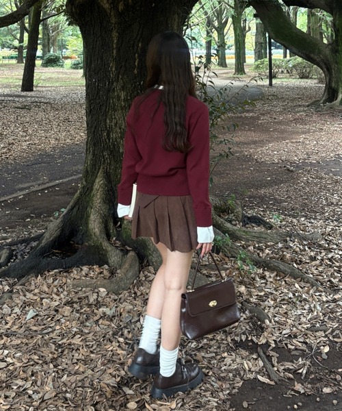 mellowneon（メロウネオン）の「2wayレイヤードフリルジップニット（ニット/セーター・レディース・ネイビー/ボルドー/チャコールグレー・FREE）」の15枚目の写真