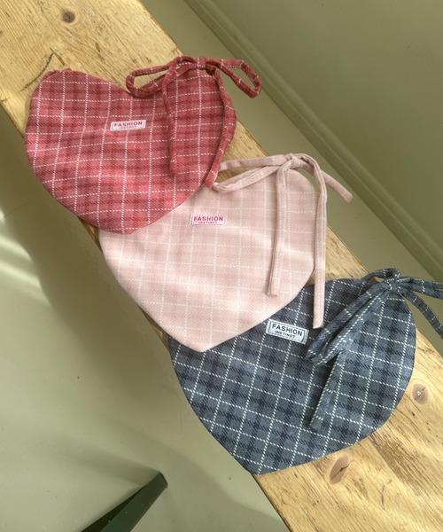 wears（ウェアーズ）の「チェック柄ハートハンドバッグ（ハンドバッグ・レディース・ブルー/レッド/ピンク・FREE）」の5枚目の写真
