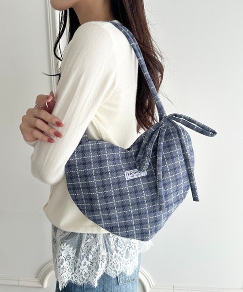 wears（ウェアーズ）の「チェック柄ハートハンドバッグ（ハンドバッグ・レディース・ブルー/レッド/ピンク・FREE）」の10枚目の写真