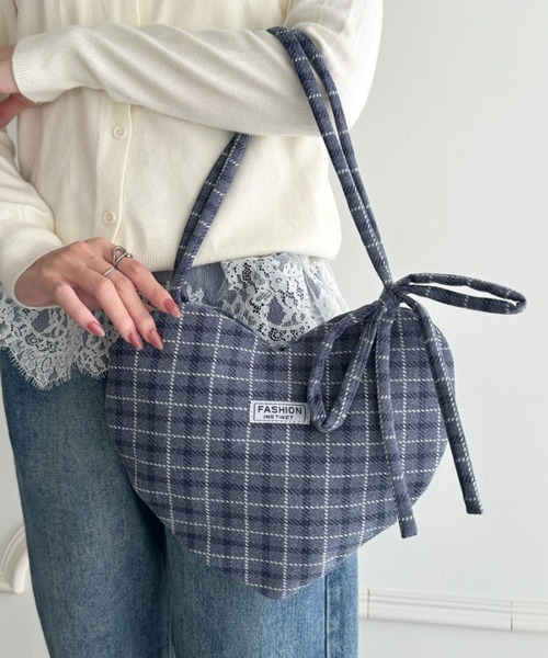 wears（ウェアーズ）の「チェック柄ハートハンドバッグ（ハンドバッグ・レディース・ブルー/レッド/ピンク・FREE）」の12枚目の写真
