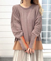 Q | 配色リブニット(ニット/セーター)