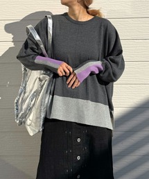 Q | 配色リブニット(ニット/セーター)