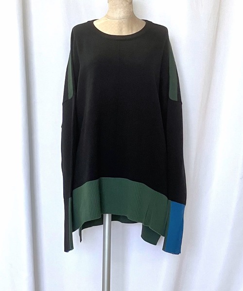 Q（キュー）の「配色リブニット（ニット/セーター・レディース・ブラウン/ブラック/チャコールグレー・MEDIUM）」の22枚目の写真