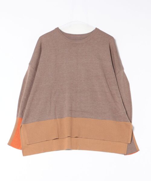 Q（キュー）の「配色リブニット（ニット/セーター・レディース・ブラウン/ブラック/チャコールグレー・MEDIUM）」の20枚目の写真