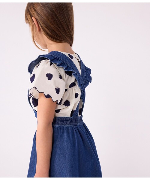 PETIT BATEAU（プチバトー）の「ジャンパースカート（ワンピース・キッズ・ブルー・3YEAR/4YEAR/5YEAR）」の2枚目の写真