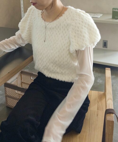 CAPRICIEUX LE'MAGE(カプリシューレマージュ)の「【セットアイテム】ミニファーチュールトップス(Tシャツ/カットソー・レディース・ブラック/オフホワイト・FREE)」の15枚目の写真