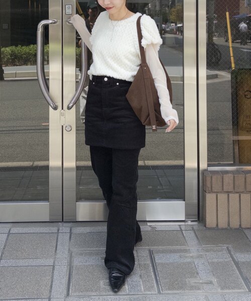 CAPRICIEUX LE'MAGE(カプリシューレマージュ)の「【セットアイテム】ミニファーチュールトップス(Tシャツ/カットソー・レディース・ブラック/オフホワイト・FREE)」の16枚目の写真