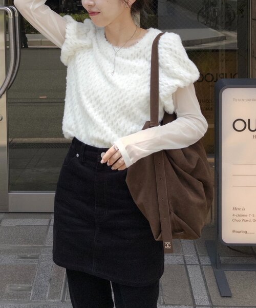 CAPRICIEUX LE'MAGE(カプリシューレマージュ)の「【セットアイテム】ミニファーチュールトップス(Tシャツ/カットソー・レディース・ブラック/オフホワイト・FREE)」の18枚目の写真