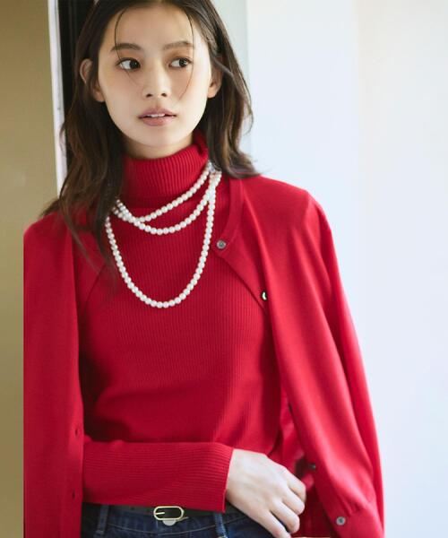 UNTITLED(アンタイトル)の「【洗える/アンサンブル可/ウール100%】ウールクルーカーディガン(カーディガン/ボレロ・レディース・ライトグレー/レッド系1/ブラック/ナチュラル/オフホワイト/ブルー系その他・48/44/04/03/02/01/00)」の6枚目の写真