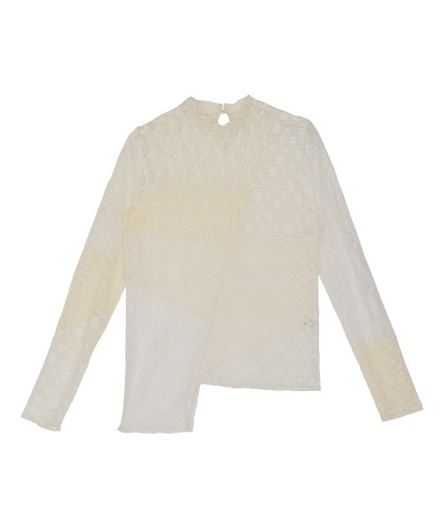Ameri(アメリ)の「LACE PATCHWORK ASYMMETRY TOP(その他トップス・レディース・オフホワイト/ブラック・FREE)」の15枚目の写真