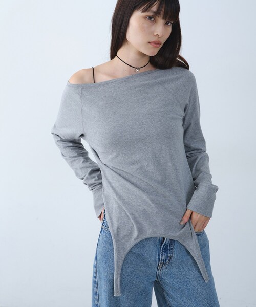 CODE A(コードエー)の「easy flip tee(Tシャツ/カットソー・レディース・ブラウン系その他/グレー/ホワイト・00)」の4枚目の写真