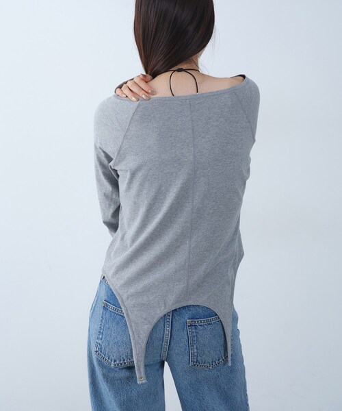 CODE A(コードエー)の「easy flip tee(Tシャツ/カットソー・レディース・ブラウン系その他/グレー/ホワイト・00)」の7枚目の写真