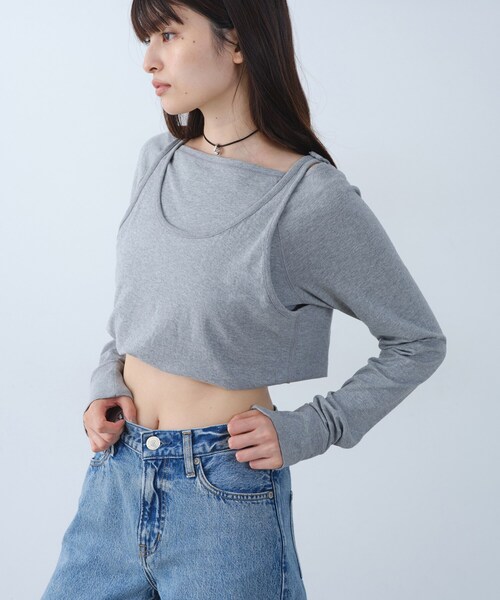 CODE A(コードエー)の「easy flip tee(Tシャツ/カットソー・レディース・ブラウン系その他/グレー/ホワイト・00)」の8枚目の写真