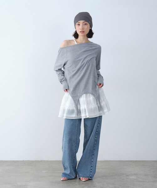 CODE A(コードエー)の「easy flip tee(Tシャツ/カットソー・レディース・ブラウン系その他/グレー/ホワイト・00)」の11枚目の写真