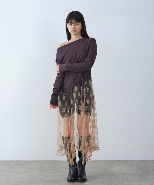 CODE A(コードエー)の「easy flip tee(Tシャツ/カットソー・レディース・ブラウン系その他/グレー/ホワイト・00)」の16枚目の写真