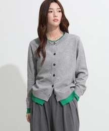 ACCORDION グレー オフショルダー カーディガン CLASSY．11月号掲載／洗える】ラクーンブレンドダブルフェイス
