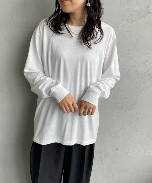 HANES（ヘインズ）の「[HANES/ヘインズ] 2P ジャパンフィット ロングスリーブパックTシャツ（アソート）（Tシャツ/カットソー・レディース・ホワイト×ブラック・M/L/XL）」の15枚目の写真