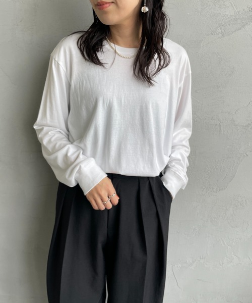 HANES（ヘインズ）の「[HANES/ヘインズ] 2P ジャパンフィット ロングスリーブパックTシャツ（アソート）（Tシャツ/カットソー・レディース・ホワイト×ブラック・M/L/XL）」の18枚目の写真