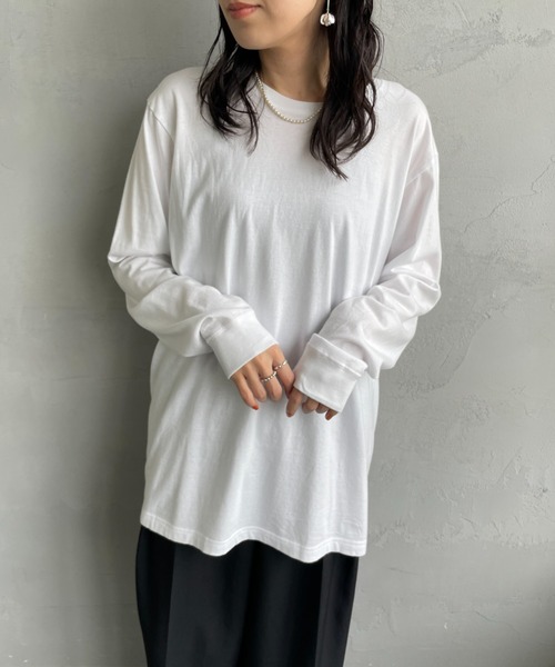 HANES（ヘインズ）の「[HANES/ヘインズ] 2P ジャパンフィット ロングスリーブパックTシャツ（アソート）（Tシャツ/カットソー・レディース・ホワイト×ブラック・M/L/XL）」の20枚目の写真