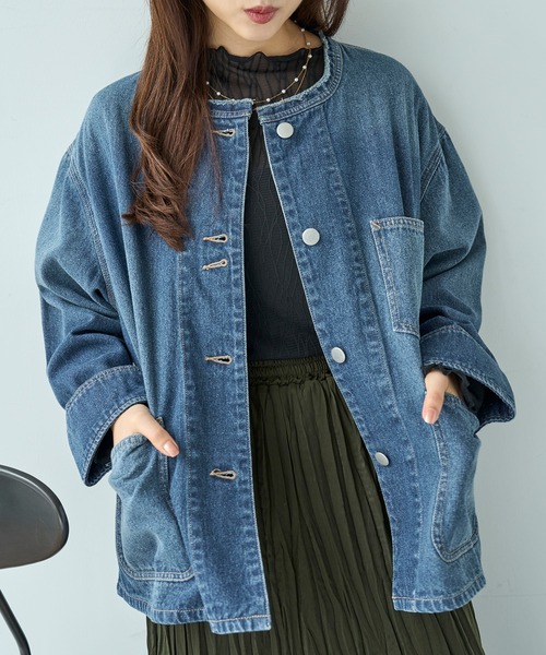 衿フリンジ デニムジャケット【588101】（デニムジャケット）｜mil
