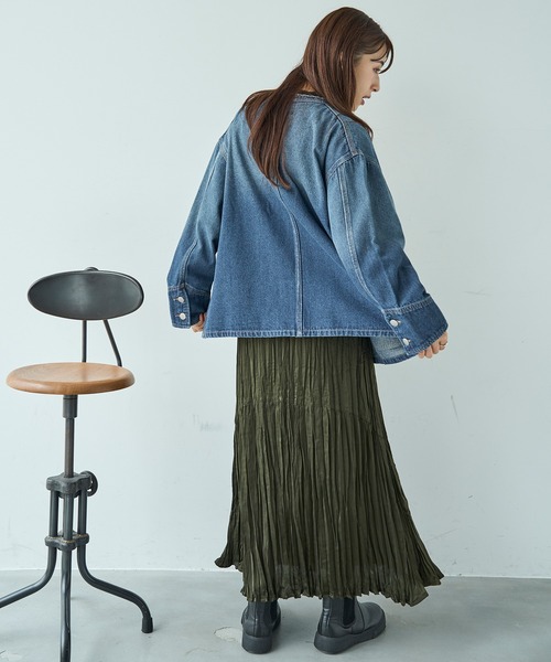 mil(ミル)の「衿フリンジ デニムジャケット【588101】(デニムジャケット・レディース・ブラック/ブルー・XS/S)」の8枚目の写真