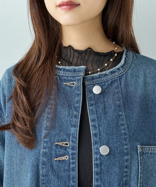 衿フリンジ デニムジャケット【588101】（デニムジャケット）｜mil