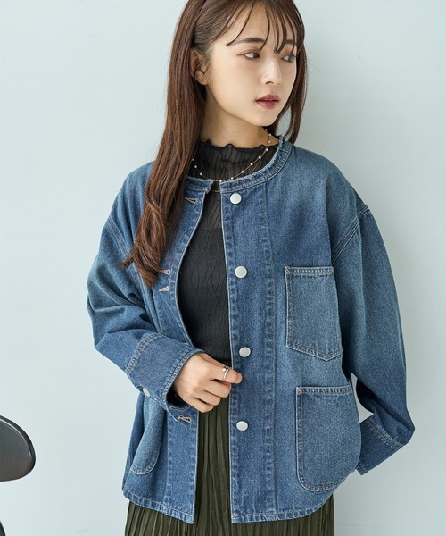 衿フリンジ デニムジャケット【588101】（デニムジャケット）｜mil