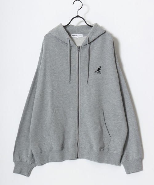 KANGOL(カンゴール)の「KANGOL/カンゴール Lazar別注 オーバーサイズ 裏毛 ロゴ ワンポイント刺繍 スウェット ジップアップパーカー/長袖 トップス フルジップパーカー/レディース メンズ(パーカー・メンズ・ブラック/アッシュグレー/グレー・M/L/XL)」の8枚目の写真