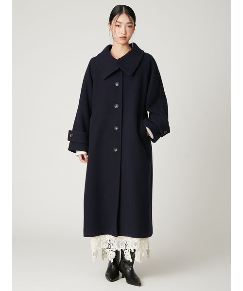 FRAY I.D バルマカンコート ネイビー オーバーサイズ ロングコート バルマカンロングコート（ダッフルコート）｜FRAY I.D（フレイ