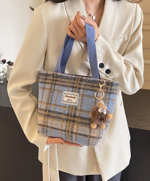 Mignonjour(ミニョンジュール)の「Mignonjour/チェック柄ミニトートバッグ M2841(トートバッグ・レディース・ネイビー/レッド/ブルー・FREE)」の2枚目の写真