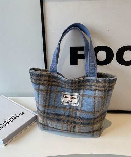 Mignonjour(ミニョンジュール)の「Mignonjour/チェック柄ミニトートバッグ M2841(トートバッグ・レディース・ネイビー/レッド/ブルー・FREE)」の4枚目の写真