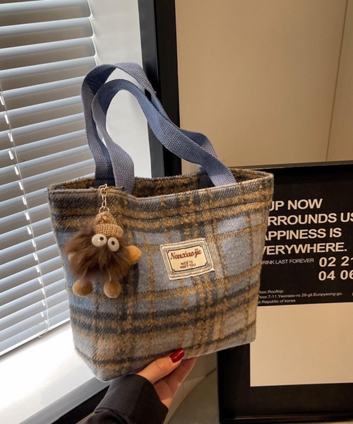 Mignonjour(ミニョンジュール)の「Mignonjour/チェック柄ミニトートバッグ M2841(トートバッグ・レディース・ネイビー/レッド/ブルー・FREE)」の5枚目の写真