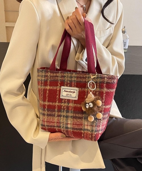 Mignonjour(ミニョンジュール)の「Mignonjour/チェック柄ミニトートバッグ M2841(トートバッグ・レディース・ネイビー/レッド/ブルー・FREE)」の6枚目の写真