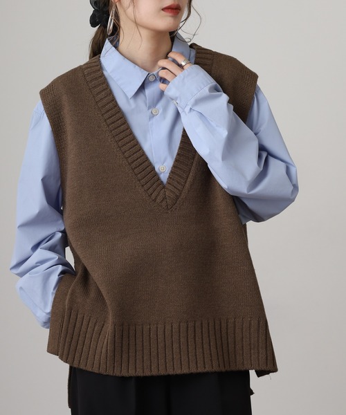 セール】アクリルウール Vネックニットベスト（ベスト）｜OMNES