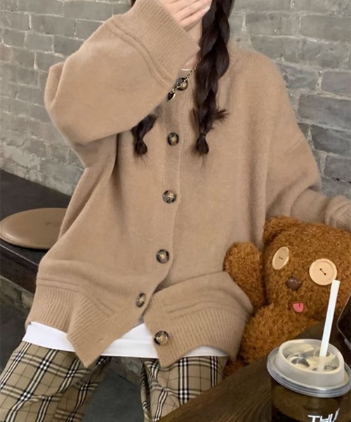BLANC FICELLE(ブランフィセル)の「ニット カーディガン(カーディガン/ボレロ・レディース・ブラック/Off White/グレー/ピンク/ベージュ・FREE)」の7枚目の写真