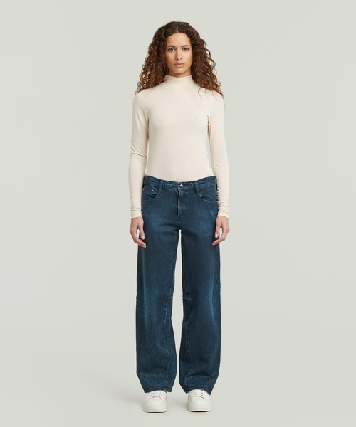 G-STAR(ジースター)の「CONTOR 3D LOOSE JEANS/立体裁断ワイドルーズジーンズ/レザーライクコーティング加工/L30(デニムパンツ・レディース・ダークインディゴブルー・24inch)」の3枚目の写真