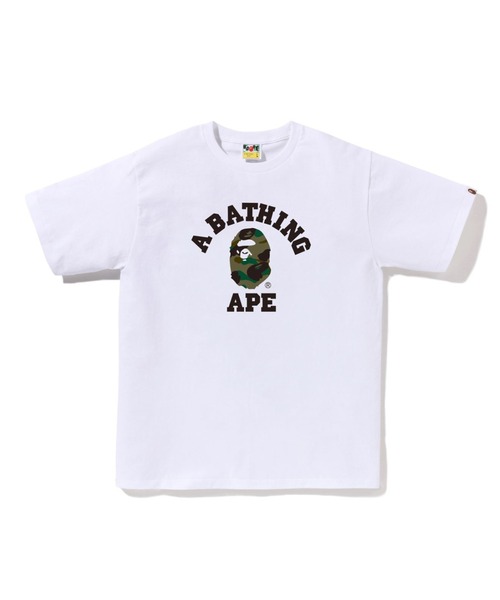 A BATHING APE（アベイシングエイプ）の「1ST CAMO COLLEGE TEE（Tシャツ/カットソー・メンズ・ホワイト×イエロー/ブラック×イエロー/ブラック系その他7/ブラック×グリーン/ホワイト系その他7/ホワイト×グリーン・XXX-LARGE/LARGE/XX-LARGE/SMALL/MEDIUM/X-LARGE）」の2枚目の写真