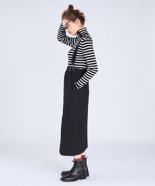To b. by agnes b.(トゥービーバイアニエスベー)の「【Outlet】ウール調 サスペンダースカート(スカート・レディース・ブラック・38/40/36)」の4枚目の写真