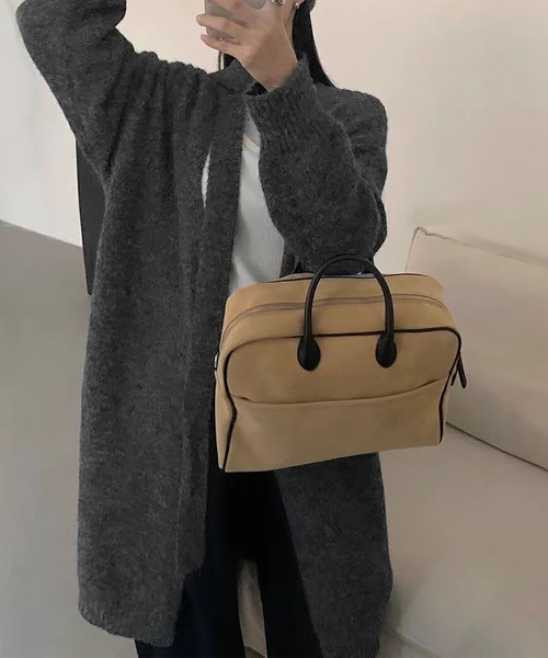 aimoha(アイモハ)の「ベルト付きロングカーディガン(スカーフアレンジ可)(カーディガン/ボレロ・レディース・グレー/カーキ/ブルー・FREE)」の2枚目の写真