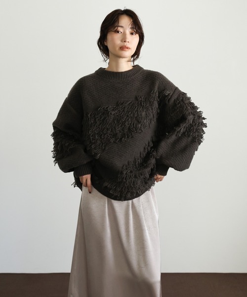 セール】【Et】Asymmetrical Loop Panel Knit（ニット/セーター