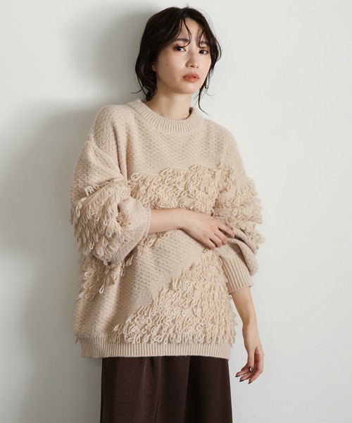 select MOCA Et（セレクトモカエト）の「【Et】Asymmetrical Loop Panel Knit（ニット/セーター・レディース・グレー/チャコールグレー/ベージュ・FREE）」の15枚目の写真