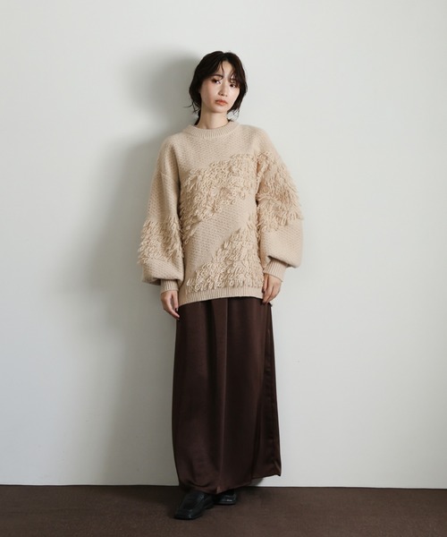 select MOCA Et（セレクトモカエト）の「【Et】Asymmetrical Loop Panel Knit（ニット/セーター・レディース・グレー/チャコールグレー/ベージュ・FREE）」の12枚目の写真