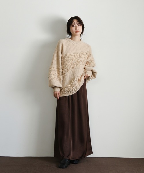select MOCA Et（セレクトモカエト）の「【Et】Asymmetrical Loop Panel Knit（ニット/セーター・レディース・グレー/チャコールグレー/ベージュ・FREE）」の21枚目の写真